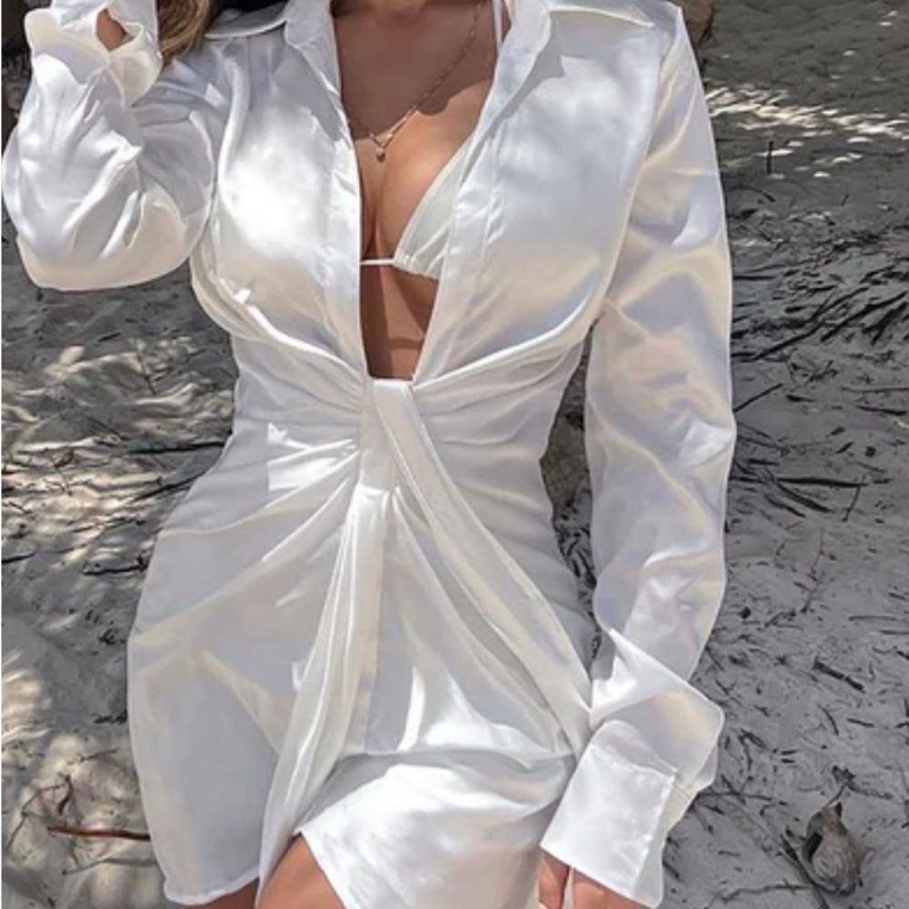 Fashionova  White Satin Dress
